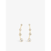 LELET NY LELET NY WOMEN'S GOLD BALL 14CT YELLOW GOLD-PLATED METAL AND SWAROVSKI CRYSTAL EARRINGS