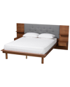 BAXTON STUDIO BAXTON STUDIO ELIANA MID-CENTURY MODERN TRANSITIONAL PLATFORM STORAGE BED WITH BUILT-IN NIGHTSTANDS