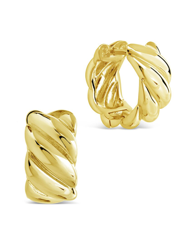 Sterling Forever 14k Plated Bailey Micro Hoops In Gold