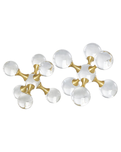 Peyton Lane Set Of 2 Jack Crystal Orb Sculptures In White