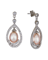 Belpearl Silver 7-8mm Pearl Cz Dangle Earrings