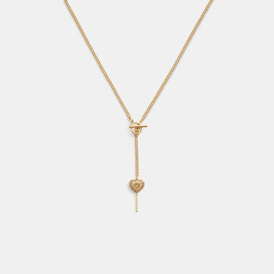 Coach Heart Lollipop Lariat Necklace In Gold