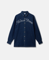 Stella Mccartney Platinum Dream Embroidered Oversized Denim Shirt In Dark Blue