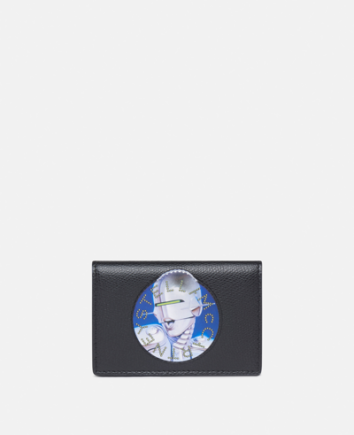 Stella Mccartney Sexy Robot Graphic Grained-texture Wallet In Black