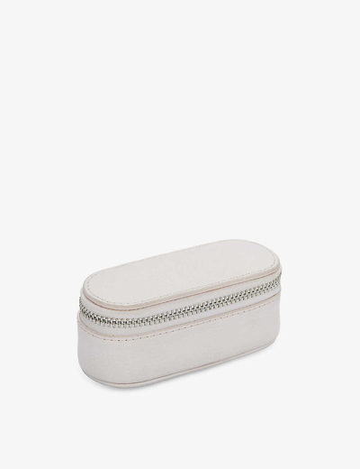The White Company Petal Pink Mini Leather Travel Jewellery Case In Brown