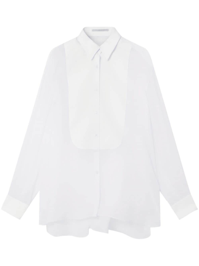 Stella Mccartney S-wave Silk Chiffon Tuxedo Shirt In ホワイト