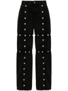 Attico Black Cotton Denim Pants With Logoed Snap Buttons For Women In ブラック