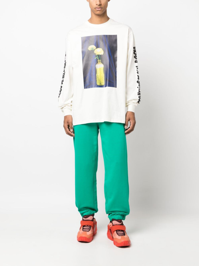 Msgm Logo-print Cotton Track Pants In グリーン