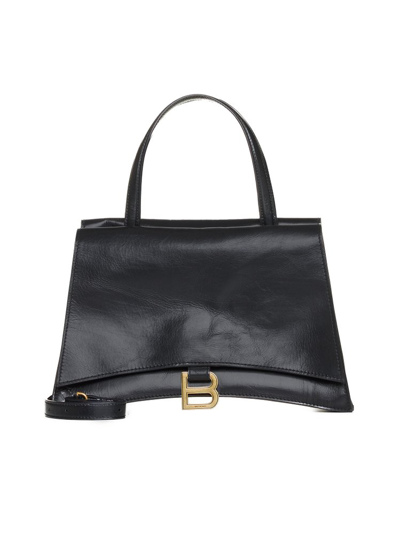 Balenciaga Crush Leather Shoulder Bag In Black