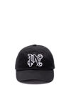 Palm Angels Monogram Embroidered Baseball Cap In Black