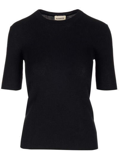 P.a.r.o.s.h . Crewneck Knitted Top In Black