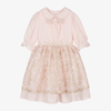 PATACHOU GIRLS PINK EMBROIDERED TULLE DRESS