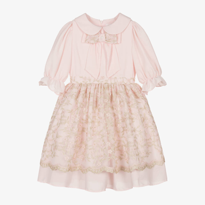 Patachou Babies' Girls Pink Embroidered Tulle Dress
