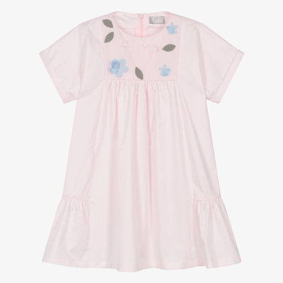 Il Gufo Babies' Girls Pink Floral Cotton Poplin Dress