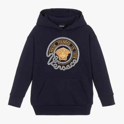 Versace Babies' Boys Navy Blue Cotton Nautical Hoodie