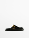 MASSIMO DUTTI LEATHER CLOGS WITH BUCKLE