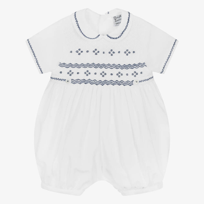 Sarah Louise Baby Boys White Embroidered Shortie