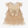 PHI CLOTHING GIRLS GOLD HEARTS TULLE DRESS