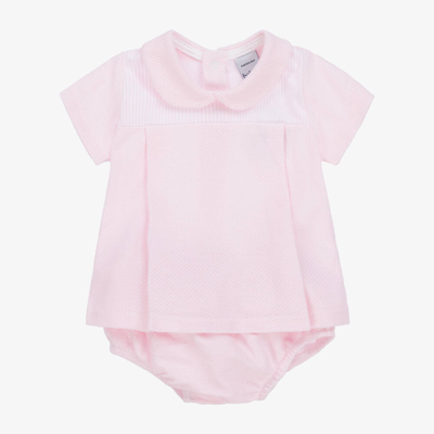 Babidu Babies' Girls Pink Waffle Cotton Shorts Set