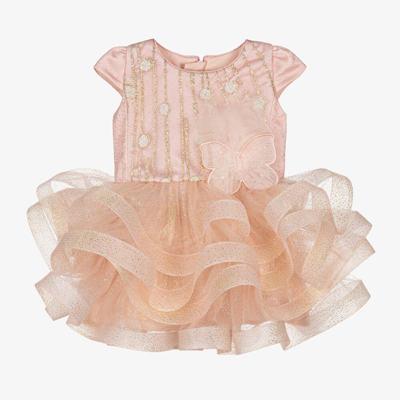 Junona Babies' Girls Pink Ruffle Butterfly Dress