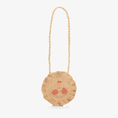 Bonpoint Kids' Fina Raffia Shoulder Bag In Beige