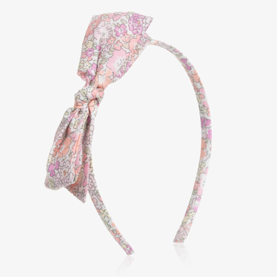 Bonpoint Kids' Girls Pink Floral Cotton Bow Hairband