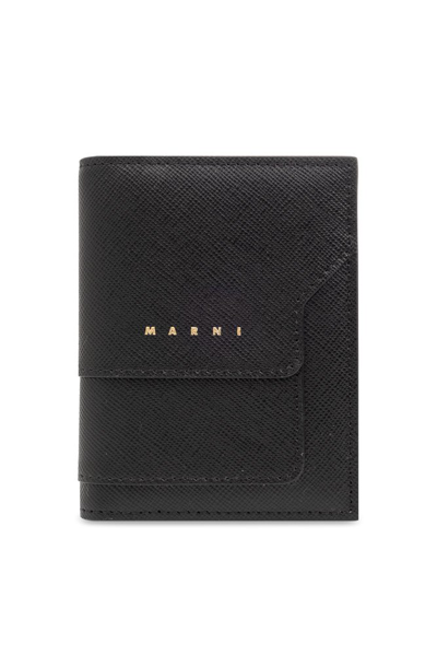 Marni Logo Printed Card Holder In Black