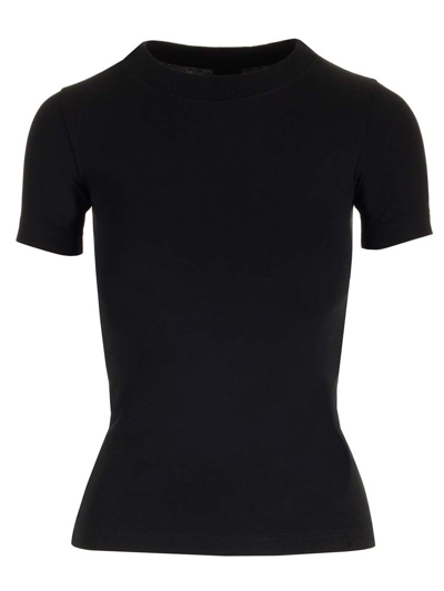 Balenciaga Strass Handwritten Logo Short-sleeve Fitted T-shirt In 1000 Black