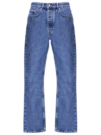 Palm Angels Monogram Detailed Straight Leg Jeans In Blue
