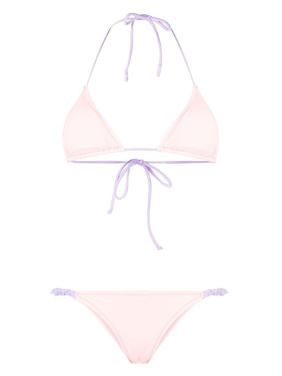 Reina Olga Scrunchie Triangle Cup Bikini Set In Pink
