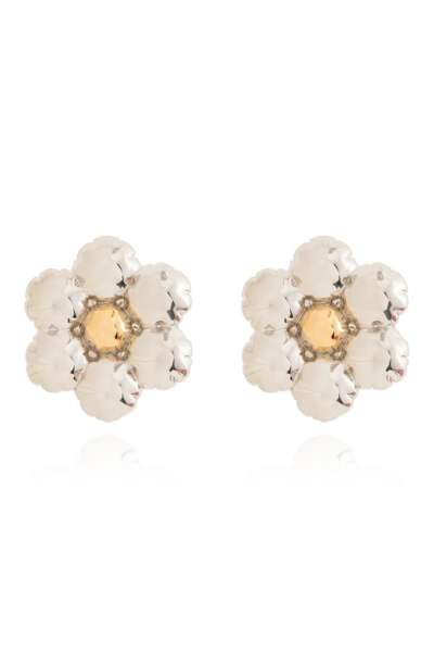 Marni Puffy Flower Earrings In Silver