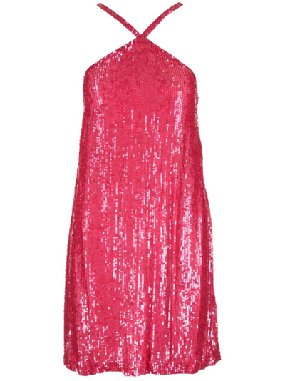 P.a.r.o.s.h Sequin-embellished Halter Mini Dress In Pink
