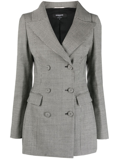 Rochas Houndstooth Double-breasted Blazer In Gray