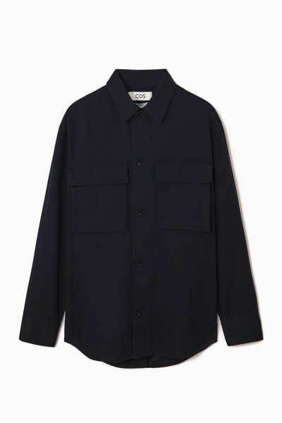 Cos Oversized Utility Shirt In Blue