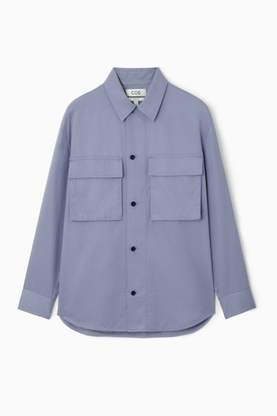 Cos Oversized Utility Shirt In Blue