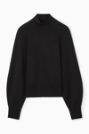Cos Batwing-sleeve Merino Wool Jumper In Black