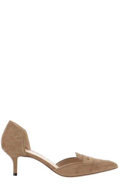 Francesco Russo Pointed Toe Pumps In Beige