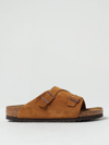 Birkenstock Mink Suede Slippers With Two Adjustable Straps In Braun