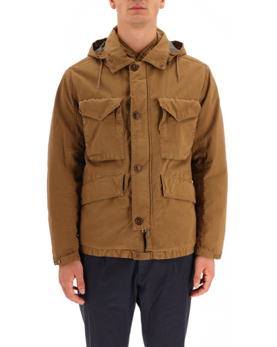 C.p. Company Hooded Buttoned Jacket In Brown