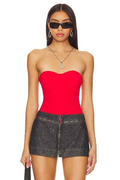 Superdown Stef Bustier Bodysuit In Red