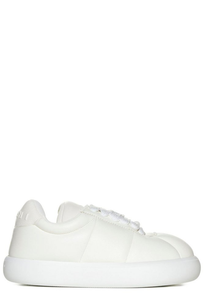 Marni Padded Leather Sneakers In White