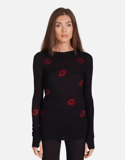 Lauren Moshi Mckinley Thermal Tee In Black