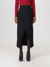 Alexander Mcqueen Double-button Wool Midi Skirt In Black