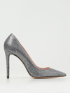 ANNA F LEATHER PUMPS WITH ALL-OVER GLITTER,F09150001