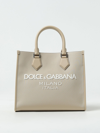 Dolce & Gabbana Bag In Nylon And Leather With Rubberized Logo In Beige