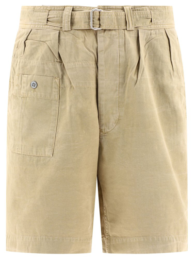 Polo Ralph Lauren Logo Patch Belted Shorts In Beige