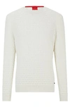 Hugo Boss Relaxed-fit Pure-cotton Sweater With 3d Knitted Pattern In White