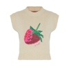 La Doublej Lampone Embroidered Knitted Vest In Beige