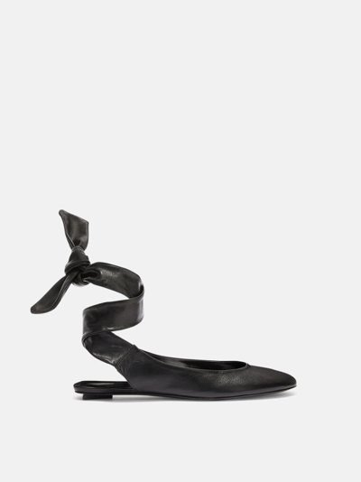 Attico Cloe Leather Ballet Flat In Black