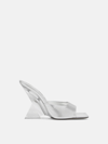 Attico Chic Slip-on Pyramidal Wedge Sandals With 10.5 Cm Heel In Silver/crystal